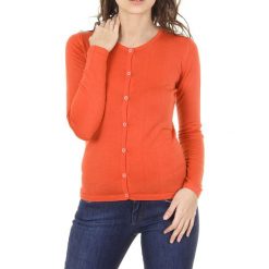 Wełniany kardigan w kolorze koralowym. Pomarańczowe swetry damskie V Italia by Versace, xl, bez wzorów, z wełny. W wyprzedaży za 329,95 zł.