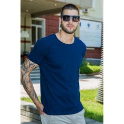 T- shirt BERNARDO. Niebieskie t-shirty męskie T- shirt BERNARDO, xl, bez wzorów, bez kołnierzyka. W wyprzedaży za 59,00 zł.
