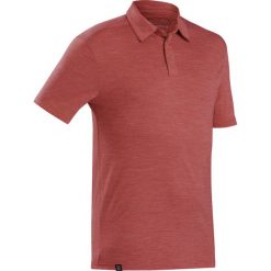 Koszulka trekkingowa polo z krótkim rękawem -TRAVEL 500 MERINO męska. Pomarańczowe koszulki męskie FORCLAZ, m, bez wzorów, z wełny, z krótkim rękawem. Za 129,99 zł.