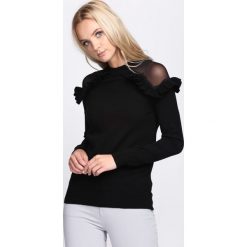 Czarny Sweter Hold On Hope. Czarne swetry klasyczne damskie marki Born2be, l, z falbankami. Za 99,99 zł.