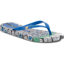 Japonki IPANEMA - Summer Fem 82366 Black/Blue. Niebieskie klapki damskie marki Ipanema, z aplikacjami, z tworzywa sztucznego, bez obcasa. Za 74,99 zł.