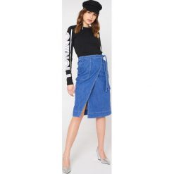 Tommy Hilfiger Spódnica Lylyan - Blue. Niebieskie spódniczki damskie TOMMY HILFIGER, z aplikacjami, kopertowe. Za 607,95 zł.