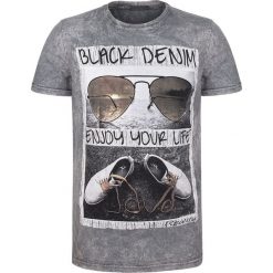 Męski T-shirt dekatyzowany okulary. Szare t-shirty męskie Morillo, na lato, xxl, bez wzorów, z bawełny, bez kołnierzyka. Za 29,99 zł.