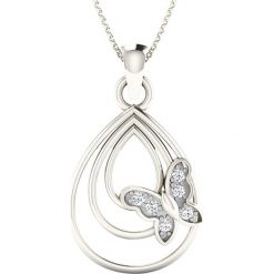 Naszyjniki damskie: Srebrny naszyjnik z zawieszką z diamentem – dł. 40 cm