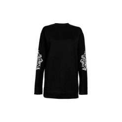 Bluzy damskie: Bluza czarna z wzorem na rękawach