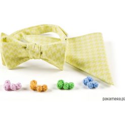 KOMPLET Mucha wiązana LIMONKA poszetka spinki. Białe spinki do krawatów męskie marki Pakamera. Za 104,00 zł.