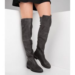 Kozaki damskie Laura Mode Y-020 Szare. Szare kozaki damskie LAURA MODE, z tkaniny, eleganckie, bez obcasa, na płaskiej podeszwie, na zamek. Za 99,00 zł.