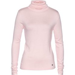 Sweter z golfem i kaszmirem bonprix pastelowy jasnoróżowy. Różowe swetry damskie bonprix, bez wzorów, z kaszmiru, bez rękawów. Za 109,99 zł.