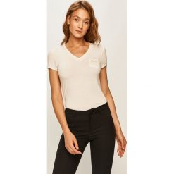 Morgan - T-shirt. Białe bluzki damskie Morgan, s, bez wzorów, z elastanu, casualowe, bez kołnierzyka, z krótkim rękawem. Za 129,90 zł.