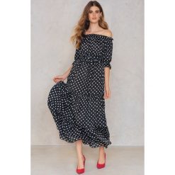 Długie sukienki: SheIn Sukienka Bardotka z dekoltem - Black,Multicolor