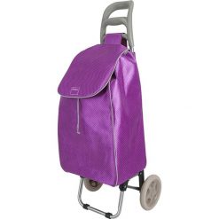 Wózek zakupowy "Aster" w kolorze fioletowym - 45 l. Fioletowe torebki klasyczne damskie Metaltex, z tkaniny. W wyprzedaży za 99,95 zł.