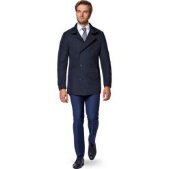 Płaszcz Granatowy Apollos. Niebieskie płaszcze męskie marki LANCERTO, na zimę, m, bez wzorów, z tkaniny, eleganckie, bez kaptura. W wyprzedaży za 499,90 zł.