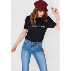 T-shirty damskie: Calvin Klein T-shirt pod szyję z krótkim rękawem - Black