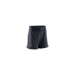 Spodenki do biegania RUN DRY damskie. Czarne spodenki sportowe damskie KALENJI, l, bez wzorów, z elastanu, do biegania. Za 29,99 zł.
