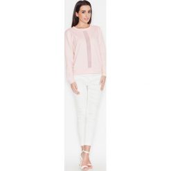Różowa Nierozpinana Bluza z Przezroczystym Pionowym Panelem. Różowe podkoszulki damskie marki Molly.pl, s, z aplikacjami, z bawełny, eleganckie, bez kołnierzyka, bez rękawów. Za 89,90 zł.