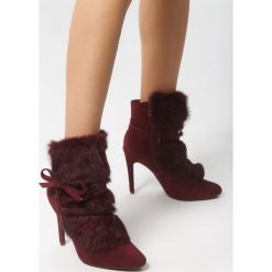 Bordowe Botki Sheepskin. Czerwone botki damskie Born2be, bez obcasa, na obcasie, bez zapięcia. Za 99,99 zł.