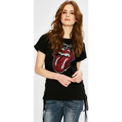 Medicine - Top Rock & Roll Never Ends. Czarne bluzki damskie MEDICINE, s, z nadrukiem, z bawełny, z okrągłym kołnierzem. W wyprzedaży za 49,90 zł.
