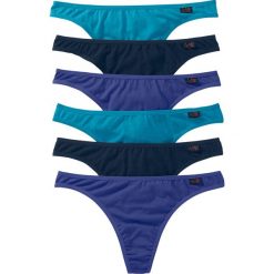 Stringi (6 par) bonprix szafirowy+ciemnoturkusowy+ciemnoniebieski. Niebieskie stringi damskie bonprix, z aplikacjami. Za 47,94 zł.