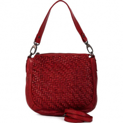 Skórzana torebka w kolorze czerwonym - 22 x 27 x 8 cm. Czerwone torebki klasyczne damskie neropantera, w paski, z materiału. W wyprzedaży za 363,95 zł.