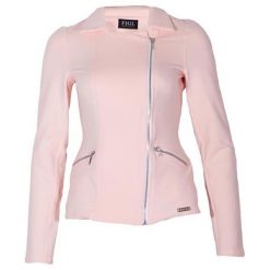 Dzianinowa Kurtka Ramoneska - Różowa. Różowe kurtki damskie FIGL, xl, bez wzorów, z elastanu. Za 149,90 zł.