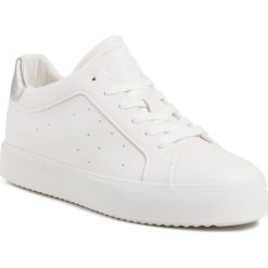 Sneakersy GEOX - D Blomiee H.B D02DZB 054AJ C1151 Optic White/Silver. Białe półbuty damskie Geox, bez wzorów, ze skóry ekologicznej, bez obcasa, na płaskiej podeszwie, bez zapięcia. W wyprzedaży za 309,00 zł.