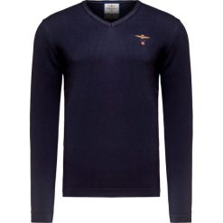 Sweter AERONAUTICA MILITARE Granatowy. Niebieskie swetry męskie marki Aeronautica Militare, m, bez wzorów, z tkaniny, bez kołnierzyka, bez kaptura. Za 420,00 zł.