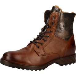 Botki w kolorze brązowym. Pomarańczowe botki damskie Tom Tailor, Mustang, Bugatti, Camel Active, Lloyd, z materiału, bez obcasa, na sznurówki. W wyprzedaży za 279,95 zł.