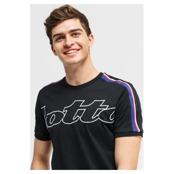 Lotto Koszulka Ss Athletica Iii Stp Js , czarny, rozmiar L. Czarne koszulki męskie Lotto, m, w paski, z poliesteru, z włoskim kołnierzykiem, bez rękawów. Za 79,99 zł.