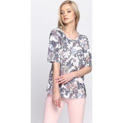 Biało-Fioletowy T-shirt Cornfield. Białe bluzki damskie marki Born2be. Za 34,99 zł.