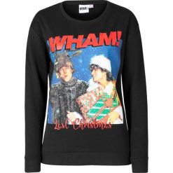 Bluza "WHAM", długi rękaw bonprix czarny. Czarne bluzy damskie bonprix, bez wzorów, z długim rękawem, długie, bez kaptura. Za 109,99 zł.