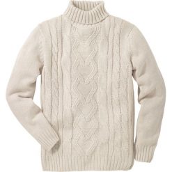Sweter z golfem bonprix kremowy. Brązowe swetry męskie bonprix, m, bez wzorów, z golfem, bez kaptura. Za 89,99 zł.