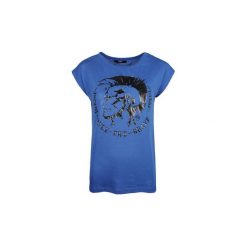 T-shirty z krótkim rękawem Diesel 00SHQT-0KACQ-8EK / T-Ale. Niebieskie t-shirty damskie Diesel, bez wzorów, bez kołnierzyka. Za 149,00 zł.