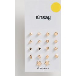 Minimalistyczne kolczyki na sztyft - Beżowy. Brązowe kolczyki damskie Sinsay, na sztyftcie. Za 5,00 zł.
