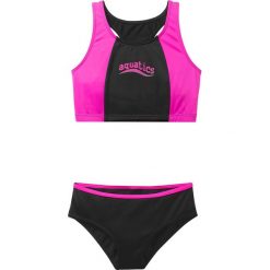 Bikini dziewczęce (2 części) bonprix czarno-różowy. Czarne stroje kąpielowe dziewczęce marki bonprix, z nadrukiem. Za 44,99 zł.