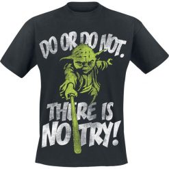 Star Wars Yoda - There Is No Try T-Shirt czarny. Czarne koszulki męskie Star Wars, s, z nadrukiem, retro, z okrągłym kołnierzem. Za 89,90 zł.