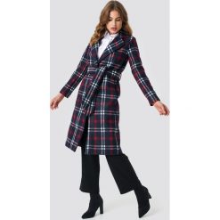 NA-KD Classic Długi płaszcz w kratę - Multicolor,Navy. Niebieskie płaszcze damskie pastelowe NA-KD Classic, w paski. Za 283,95 zł.