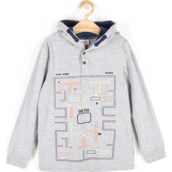 Koszulka. Szare t-shirty chłopięce PAC BOY, z aplikacjami, z bawełny, z długim rękawem. Za 39,90 zł.