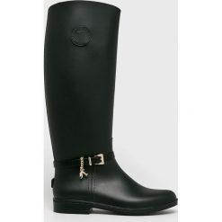 Trussardi Jeans - Kalosze. Czarne kalosze damskie Trussardi Jeans, bez wzorów, z jeansu. W wyprzedaży za 349,90 zł.