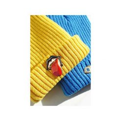 CRAZY Beanie miodowy, niebieski. Żółte czapki damskie Missspark, z elastanu. Za 139,00 zł.