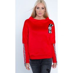 Bluzy damskie: Bluza z napisami czerwona 6576