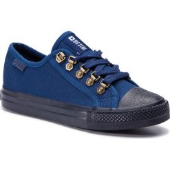 Trampki BIG STAR - DD274813 Navy. Niebieskie półbuty damskie BIG STAR, na co dzień, bez wzorów, z gumy, retro, bez obcasa, na płaskiej podeszwie, bez zapięcia. W wyprzedaży za 99,00 zł.