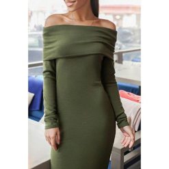 Sukienka TAMALA KHAKI. Brązowe sukienki damskie Sukienka TAMALA KHAKI, na co dzień, s, bez wzorów, eleganckie, bez kołnierzyka, bez rękawów. W wyprzedaży za 49,00 zł.