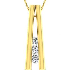 Naszyjniki damskie: Pozłacany naszyjnik z diamentami – dł. 40 cm