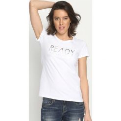 Bluzki asymetryczne: Biały T-shirt Ready To Go