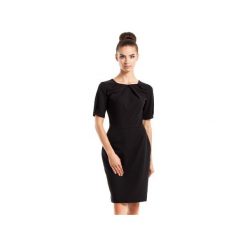 Sukienka z zakładką S004. Niebieskie sukienki damskie Style, na imprezę, s, bez wzorów, bez kołnierzyka, bez rękawów, midi, dopasowane. Za 139,00 zł.