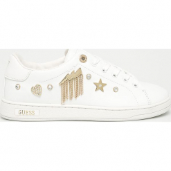 Guess Jeans - Buty. Szare buty sportowe damskie Guess Jeans, z aplikacjami, z jeansu. Za 469,90 zł.