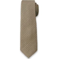 Elegancki Krawat Męski w Drobny Wzór - Alties - 6cm - Beżowo- Czarny KRALTS0087. Brązowe krawaty męskie Alties, bez wzorów, z tkaniny, eleganckie. Za 40,00 zł.