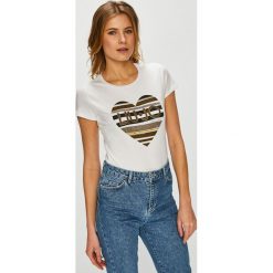 Liu Jo - Top. Białe topy damskie marki Liu Jo, s, z nadrukiem, z elastanu, z okrągłym kołnierzem. Za 369,90 zł.