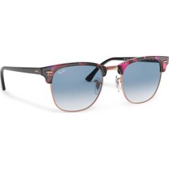 Okulary przeciwsłoneczne RAY-BAN - Clubmaster Fleck 0RB3016 12573F Black/Pink/Blue. Różowe okulary przeciwsłoneczne damskie Ray-Ban. W wyprzedaży za 419,00 zł.