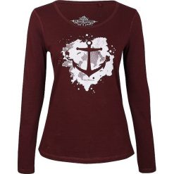 Koszulka w kolorze bordowym. Czerwone t-shirty damskie marki Dreimaster, xs, z nadrukiem, z bawełny, z okrągłym kołnierzem. W wyprzedaży za 85,95 zł.